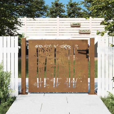 vidaXL - Poort - 100x75 - cm - bamboe-ontwerp - cortenstaal