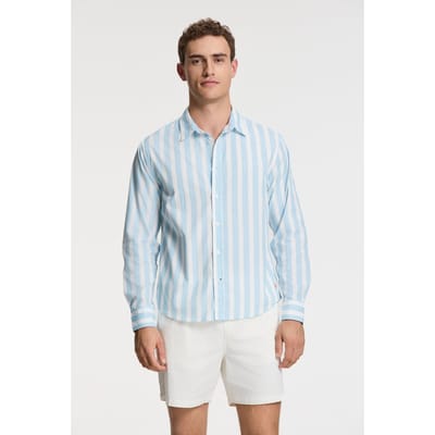 Shiwi Rick Long Sleeve Shirt Block Stripe Blue Cloud Block Stripes Maat: S | Casual Overhemden Outlet | Heren | Blauw