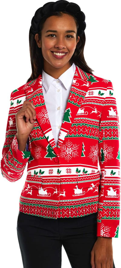 OppoSuits Winter Woman - Dames Kerst Blazer - Kerst Jasje - Rood - Maat: EU 34