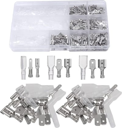 Flat Plug Sleeve Set voor Kabelverbindingen, Geïsoleerde Connectoren met Beschermhoes (2.8mm, 4.8mm, 6.3mm) - Perfect voor Elektrische Projecten en Doe-Het-Zelf Klussen