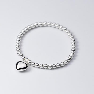Trustdavis Minimalistische 925 Sterling Zilver 4mm Kralen Elastisch Hart 925 Armband Bangle Voor Trend Vrouwen Feest S925 Sieraden Da1003 gray