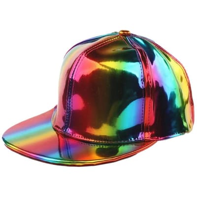 Nouvelle Mode Casquette de Baseball Unisexe en Similicuir Hommes Hip Hop Sangle Réglable Casquettes à Visière Chapeau Papa Réfléchissant Arc-en-ciel d'Extérieur black