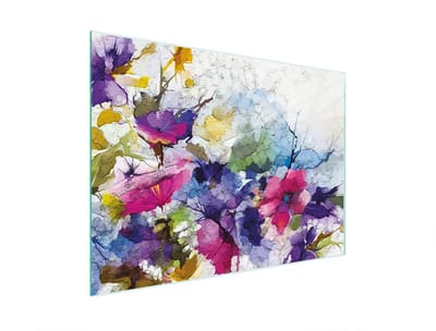 TMK ArtDeko Serie - Glazen Snijplank - 30x22 cm - Kleurige Bloemen - UV Print