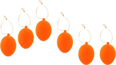 Cepewa Paaseieren hangdecoraties - oranje - set van 6x stuks - 4 x 6 cm - kunststof - Pasen versiering