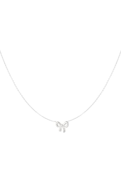 Simpele Strik Ketting Zilverkleurig | RVS (verkleurt niet) | Stainless Steel (waterproof) | Cadeau voor haar | Verjaardag | Dames Sierraden