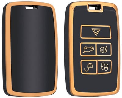 Autosleutel Hoesje geschikt voor Landrover - Sleutelcover - TPU Cover Sleutelhoes - Accessoires - goud