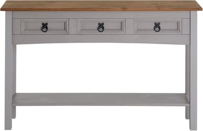 Smalle Wandtafel met 3 Laden en Plank - Massief Grenen in Landelijke Stijl