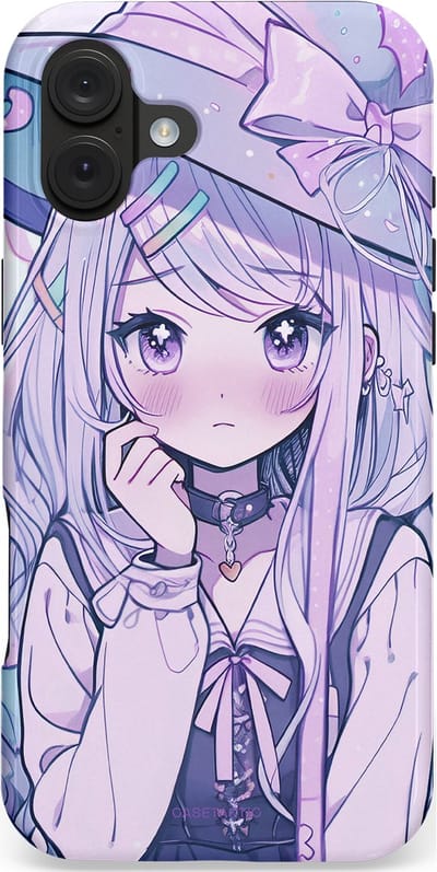 Casetastic hoesje geschikt voor Apple iPhone 16 Plus - MagSafe - Dubbellaagse bescherming - Yume Meisje - Fashion Case - Lila Lichtgrijs Donkerblauw