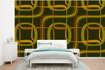 Behang - Fotobehang Jaren 70 - Retro - Groen - Breedte 320 cm x hoogte 240 cm