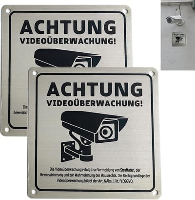 Bewakingsbord - Camerabewaking Sticker - Persoonlijke Gegevens - Aluminium Met Melding - 15x15cm - Zilver