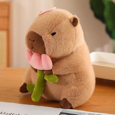 Capybara Pluche Speelgoed Zacht Simulatie Knuffeldier Capibara Cosplay Eenhoorn Dinosaurus Jurk Boba Brood Fruit Decoratie 30cm brown
