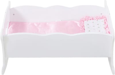 Poppenbed - Poppenwieg speelset - Rollenspel stimuleren - Schommelend design - 58 x 375 cm - Houtkleur