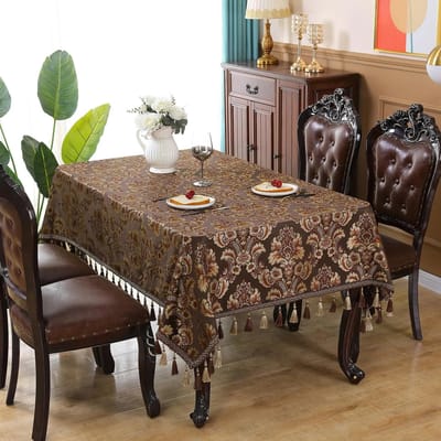Europese Stijl Jacquard Tafelkleed Verdikt Rechthoekig Tafelkleed Geborduurd Kwasten Stofdicht Eettafelkleed Hoes 60x60cm gray