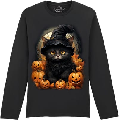 Zwarte Kat Pompoenen Black Cat Pumpkins The Coloured House Longsleeve T-shirt XXL