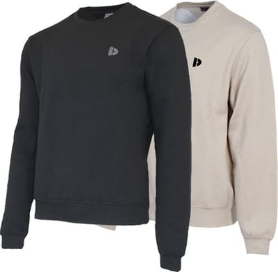 2-Pack Donnay - Fleece sweater ronde hals (Dean) - Sporttrui - Heren - Black/Sand (598) - maat XXL