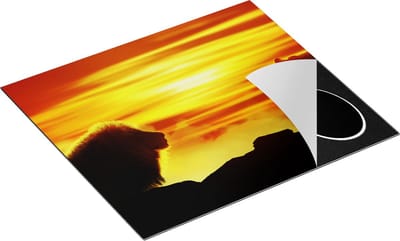 Chefcare Inductie Beschermer Leeuw en Tijger - Silhouet - Zonsopkomst - 60x50 cm - Afdekplaat Inductie - Kookplaat Beschermer - Inductie Mat