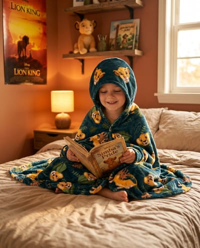 Plaid met Capuchon Flanel De Leeuwenkoning Simba 120x150cm – Zacht en Warm – Officiële Disney Licentie