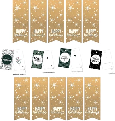 10 x Gouden Kerst Stickers - Cadeaustickers - 4 x Kerstmis Cadeaulabels - Inpakken Kerstcadeau
