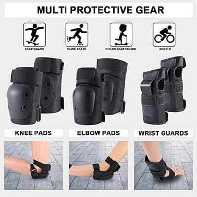 Knie-, elleboog- en polsbeschermers 3-in-1 set voor skateboarding en buitensporten