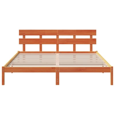 vidaXL - Bedframe - met - hoofdeinde - Bruin - 200 - x - 200 - cm - Massief - grenenhout