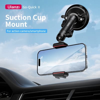 Ulanzi ZJ01 Go-Quick II Uitschuifbare Suction Cup Mount - Met Vacuümpomp en Go-Quick II Systeem - Dubbele 360° Kogelkop - Aluminium & Kunststof - Zwart