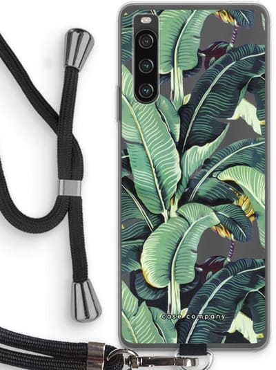 Case Company® - Hoesje met koord geschikt voor Sony Xperia 10 IV hoesje met Koord - Bananenbladeren - Telefoonhoesje met Zwart Koord - Bescherming aan alle Kanten en Over de Schermrand