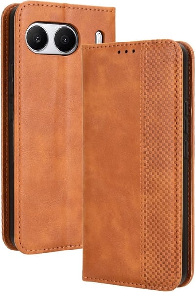 Coverup Hoesje - Geschikt voor OnePlus Nord 4 Hoesje - Coverup Vintage Style Book Case - Bruin