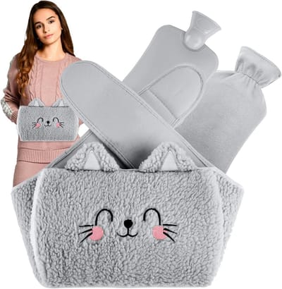 Warme Kruik met Verstelbare Riem en Pluche Handwarmer - 1 Liter Natuurlijk Rubber
