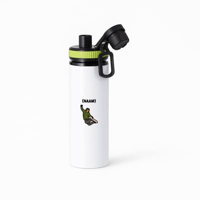 Hacebo® - Snowboard met eigen naam waterfles met draaidop groen - Snowboarden - Snowboarders - Wintersport - water fles - 850ML