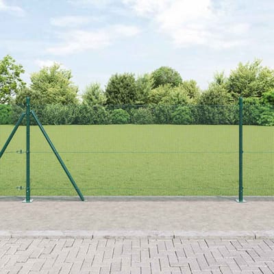 vidaXL - gelast - draadhek - met - betonnen - voetstuk - 10 - x - 0,8 - m - Groen - Mesh