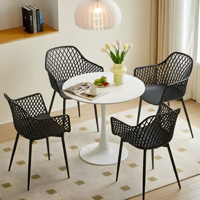 EGGREE eettafel en stoelen set - witte tafel Ø 80 cm met 4 stoelen - voor bar - kookeiland, café en eetkamer