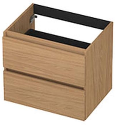 INK - Onderkast 2 Laden Greeploos met Houten Keerlijst - 600x450x520 Mm - Blank Eiken