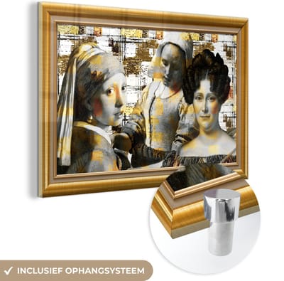 MuchoWow® Glasschilderij 60x40 cm - Schilderij acrylglas - Kunst - Oude meesters - Lijsten - Goud - Foto op glas - Schilderijen