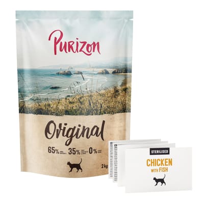 Voordeelpakket: 2x2 kg Purizon Cat Sterilised Kip & Vis - Original Daily 65% droog kattenvoer