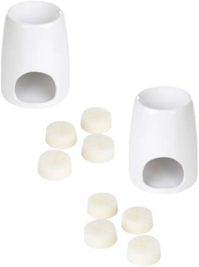 Homla - Fires Geurbrander - Set van 2 - Aroma Brander - Inclusief Geurwax - Geurverspreider - voor Woonkamer & Badkamer - Decoratie Cadeau - Keramiek met Wax Fresh Linen - Wit