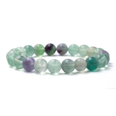 Bixorp Gems Regenboog Fluoriet Edelstenen Armband - Gepolijste Edelsteen Kralenarmband