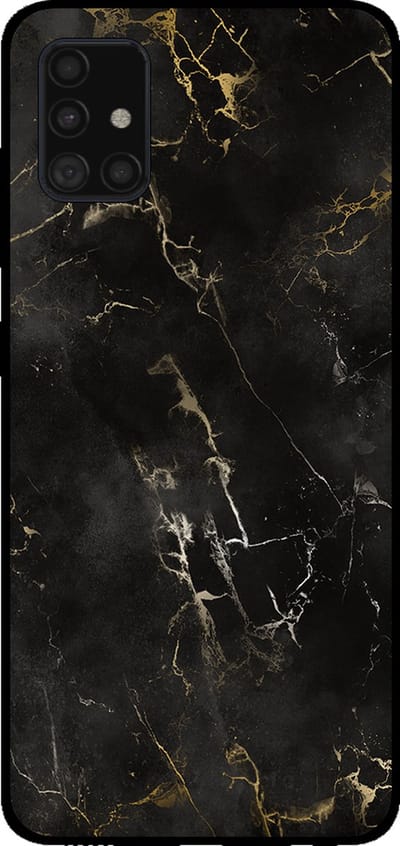 Smartphonica Telefoonhoesje voor Samsung Galaxy A51 met marmer opdruk - TPU backcover case marble design - Zwart geschikt voor Samsung Galaxy A51
