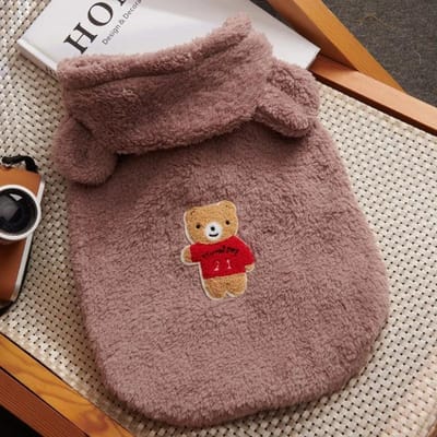 Vêtements pour animaux de compagnie bouledogue français Costume d'hiver pour chien Vêtements pour chiots en flanelle douce pour chiens Manteau Carlin Oreille d'ours Vêtements pour chiens Produits pour animaux de compagnie S