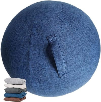 Zitbal Hoes - Bal Stoel - Houding Verbeteren - Met Handvat - 55-75CM - Koffie