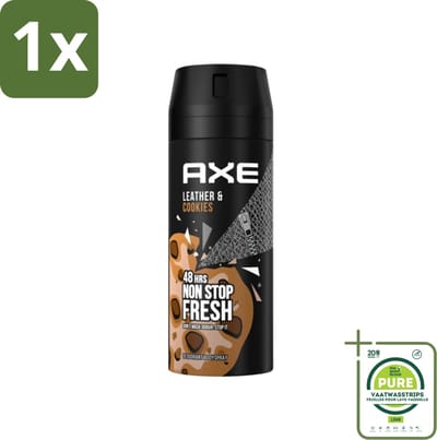 1 x Axe - Deodorant Bodyspray - 48hrs Fresh - Leather & Cookies - 150 ml - 48 Uur Deodorant - Deodorant Spray - Mannelijke Deodorant - Axe Deodorant - Leer Geur