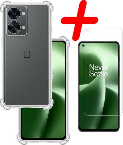 Hoesje Met Screenprotector - Geschikt voor OnePlus Nord 2T - Sterk & Shockproof - Siliconen Case - Back Cover - Telefoon Hoes - Shock Proof - Transparant