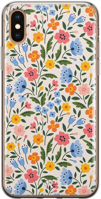 Hoesje geschikt voor iPhone Xs - Romantische bloemen - Soft Case - TPU - Bloemen - Multi - Mooie Telefoonhoesjes