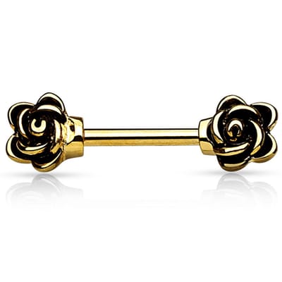 Tepelpiercing 2 rozen 1.6x10 - goud - LMPiercings