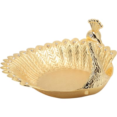 Snack Pauw Bord Metaal Gedroogd Fruit Schaal Inventieve Ambacht Decoraties Ornamenten beige