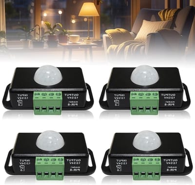 4 Stuks Mini Infrared Bewegingssensor, Draadloze PIR Sensor voor LED Strip Lampen, Automatische Schakelaar voor DC 12V en 24V Verlichting