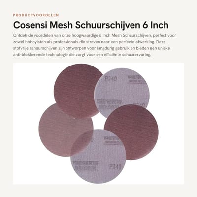 Dailygoods- Schuurschijven 150mm - Mesh Schuurschijven - Haak & Lus - Stofvrij - Langdurig - 600 Grit - Schuurpapier
