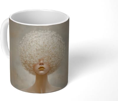 Mok - Koffiemok - Dromerig - Beige - Paardenbloemzaadjes - Mokken - 350 ML - Beker - Koffiemokken - Theemok
