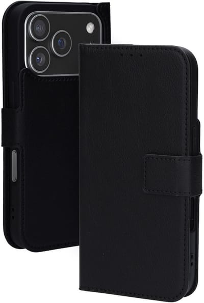 Mobiparts hoesje geschikt voor Apple iPhone 17 Pro Apple iPhone 18 Pro - Wallet/Boekhoesje - Eco Leer - Magneet Sluiting - Opberg vakken - Zwart