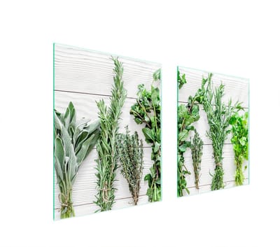 TMK ArtDeko - Snijplank van gehard glas - Beschermend kookpaneel - 85x52 cm - Kruidendesign