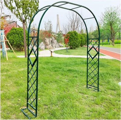 Metalen Tuinboog - Rozenboog Prieel - Planten Klimmen - Robuuste Vierkante Buizen - W260xH230cm - Groen